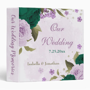 Classeur album photo mariage vert émeraude fleurs violet