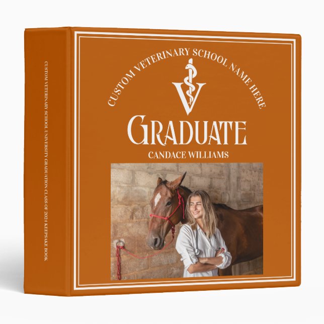 Classeur Album photo Orange Veterinary School Graduation (Devant/Côté)