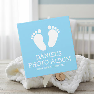 Classeur Album photo personnalisé pour bébé bleu clair reli