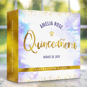 Classeur Album photo Quinceañera Purple Aquarelle Or