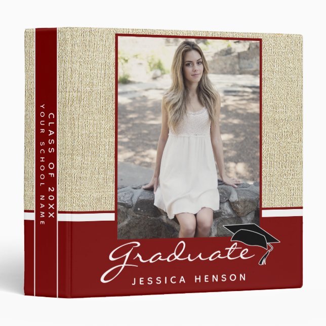 Classeur Album photo Rustic Red Graduation Keepsaké (Devant/Côté)