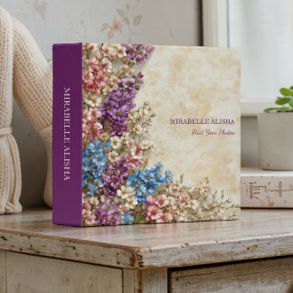 Classeur Album Photo Rustique Bébé Fleurs Colorées