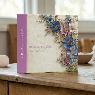 Classeur Album Photo Rustique Bébé Fleurs Colorées
