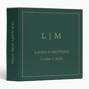Classeur Album photo simple Emerald Green Monogram Mariage