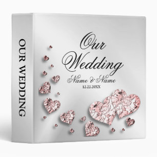 Classeur Album photo Soirée de mariage rose Peach Coeurs br