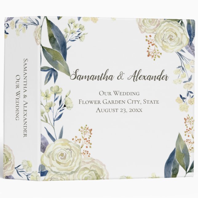 Classeur Album photo Wedding planner aquarelle (Devant/Côté)