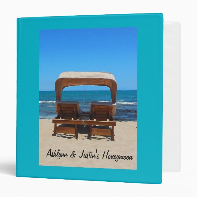 Classeur Album photos bleu des Caraïbes d'océan de chaise (Devant/Intérieur)