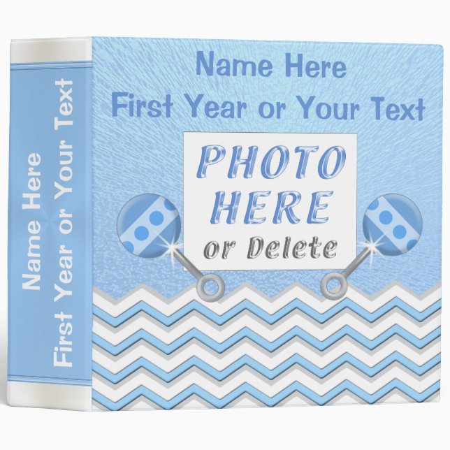 Classeur Album photos de bébé avec VOTRE PHOTO et TEXTE (Devant/Côté)