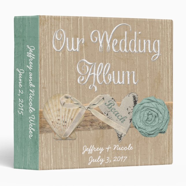 Classeur Album photos de mariage de plage de ressort d'été (Devant/Côté)