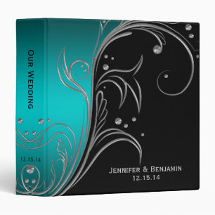 Classeur Album photos floral argenté noir turquoise de