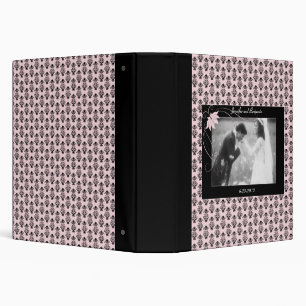Classeur Album photos rose et noir de mariage damassé