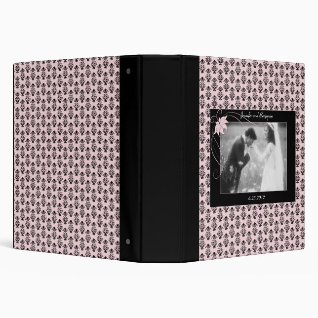 Classeur Album photos rose et noir de mariage damassé (Arrière-plan)