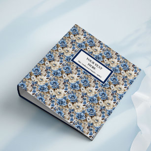 Classeur Album relié à anneaux avec fleurs blanches sur fon