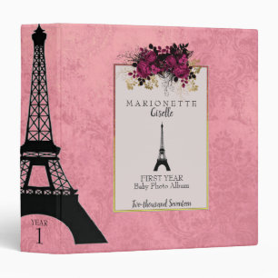 Classeur Album rose mignon de bébé de serviette d'Eiffel