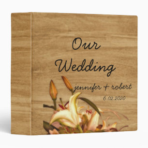 Classeur Album rustique de mariage d'aquarelle de lis de
