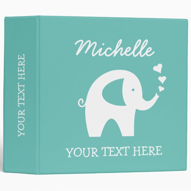 Classeur album scrapbooking personnalisé avec bébé éléphant (Devant/Côté)