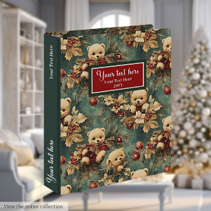 Classeur Album souvenir de Noël avec un ours en peluche en