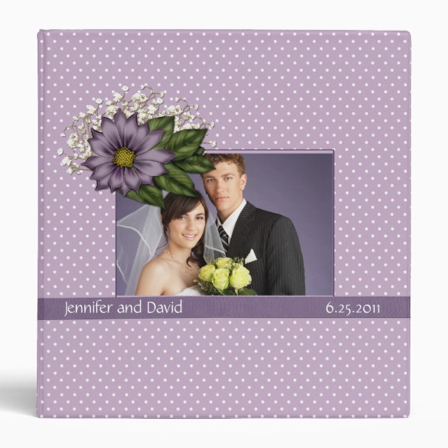 Classeur Album suisse de mariage pointillé par lavande (Devant)