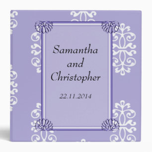 Classeur Album violet bleu Mariage damassé