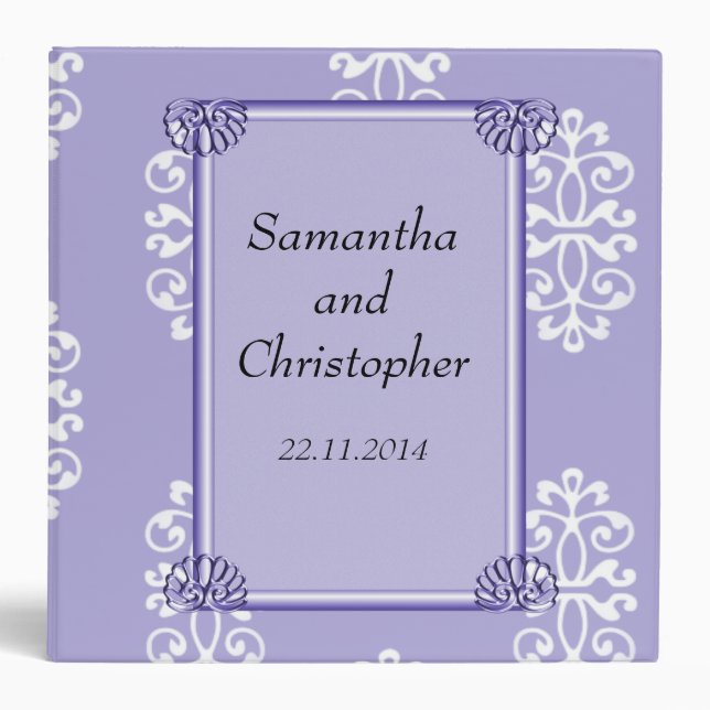 Classeur Album violet bleu Mariage damassé (Devant)