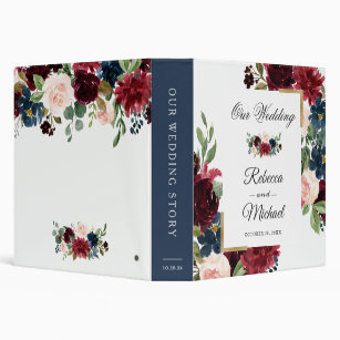 Classeur Albums de mariage floral Burgundy moderne