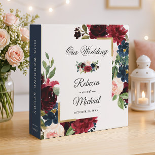 Classeur Albums de mariage floral Burgundy moderne