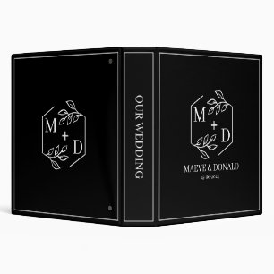 Classeur albums de mariage monogramme blanc & noir jeunes m