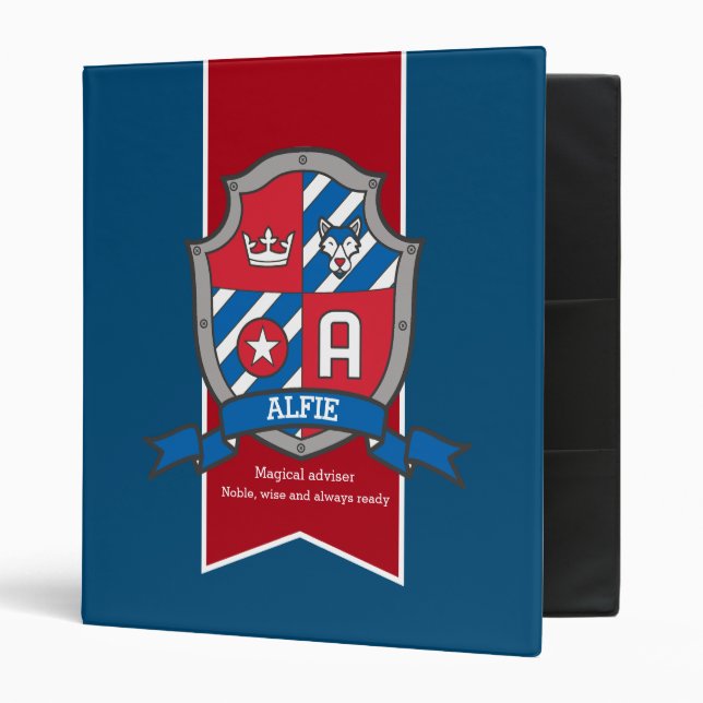 Classeur Alfie signifie écu Une lettre rouge bleu (Devant/intérieur)
