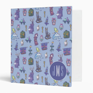 Classeur Alice au pays des merveilles Motif Monogramme ble