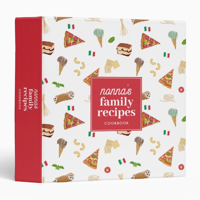 Classeur Alimentation italienne Pizza Pasta Famille Nonna R (Devant/Côté)