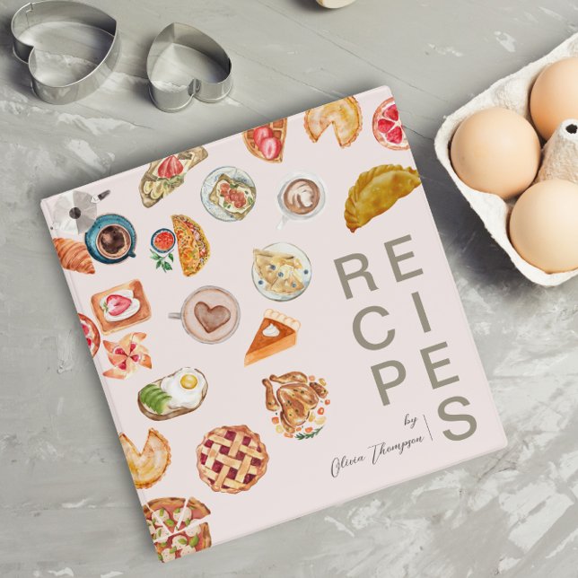 Classeur Aliments Illustré Blush Pink Recette (Créateur téléchargé)