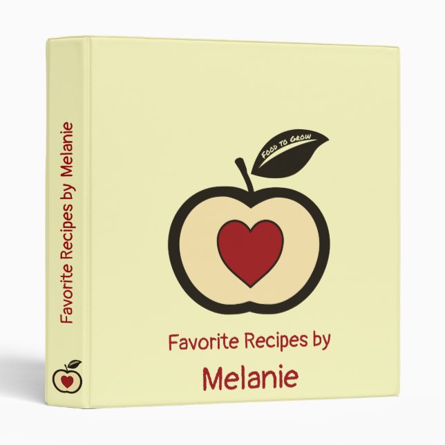 Classeur Aliments pour augmenter Apple & Heart Logo Recette (Devant/Côté)