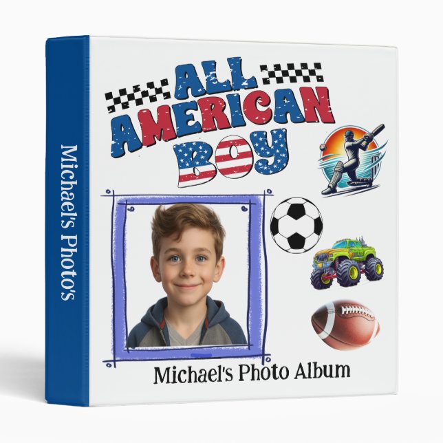 Classeur All American Hero Boy Photo Album 3 Ring Binder (Devant/Côté)