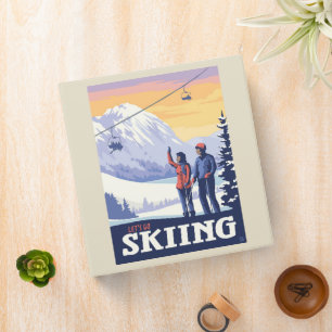 Classeur Aller skier Vintage Imprimer