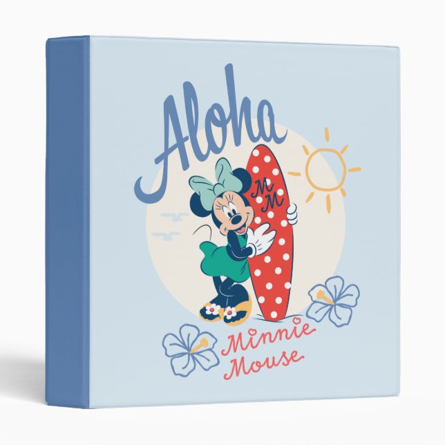 Classeur Aloha Minnie Mouse Surf Style (Devant/Côté)