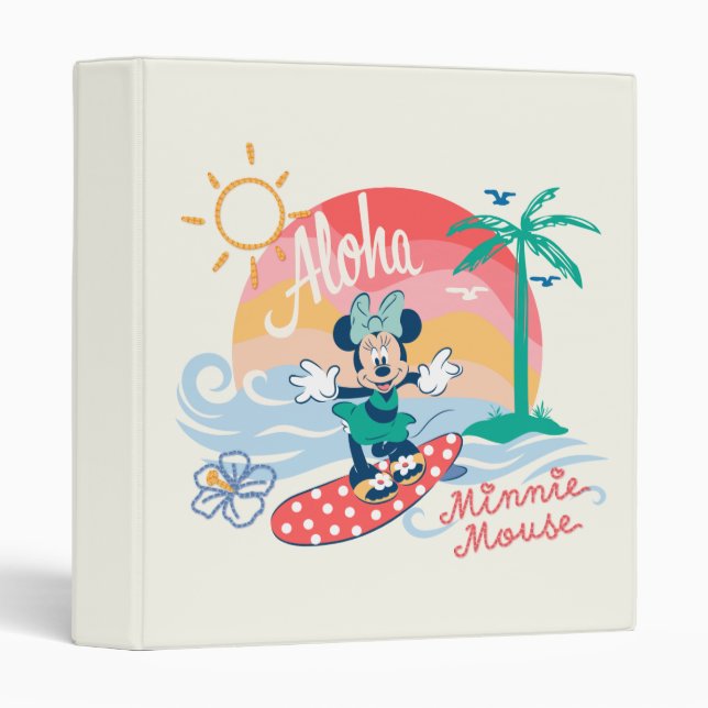 Classeur Aloha Minnie Mouse Surf Tropical (Devant/Côté)