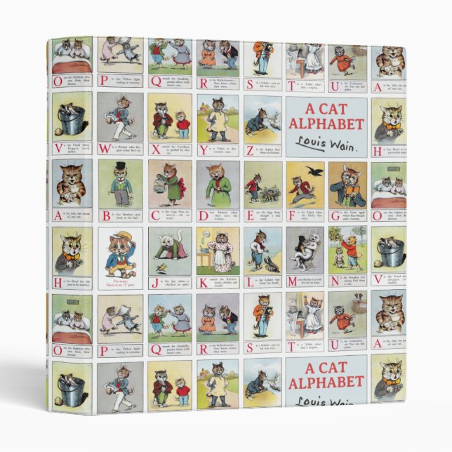 Classeur Alphabet de chat, Louis Wain (Devant/Côté)