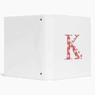 Classeur alphabet de fleurs K (rouge et points)