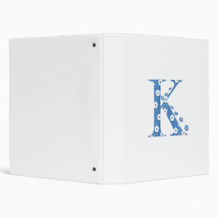 Classeur alphabet fleuri K (bleu et points)