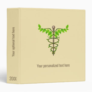Classeur Alternative Médicale Caduceus Vert Feuilles Beige