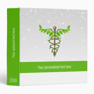 Classeur Alternative Médicale Caduceus Vert Feuilles Blanc