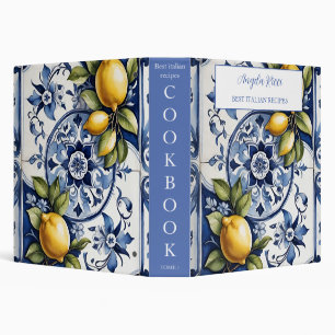 Classeur Amalfi Coast Italian Blue Tiles Lemon Cookbook