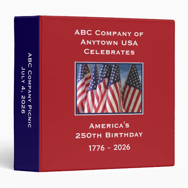 Classeur America's 250th Birthday Party Company or Family (Devant/Côté)