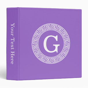 Classeur Améthyste Wht Cadre Rnd Clé Grecque Monogramme Ini