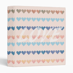 Classeur Amour Aquarelle Coeurs Fille mignonne Nom initial