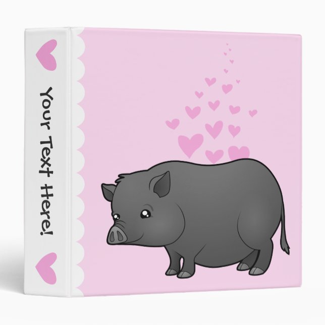 Classeur Amour de Cochon Miniature (Devant/Côté)