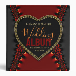 Classeur Amour Satin Rouge+ Noir Fractal Dentelle Album de