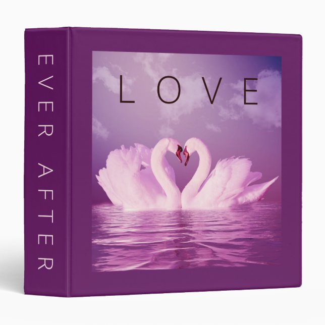 Classeur Amour toujours après les cygnes violet violet Pers (Devant/Côté)