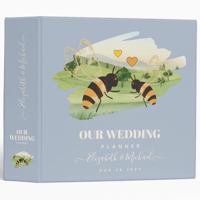 Classeur Amoureux de la nature Mariage des abeilles (Devant/Côté)
