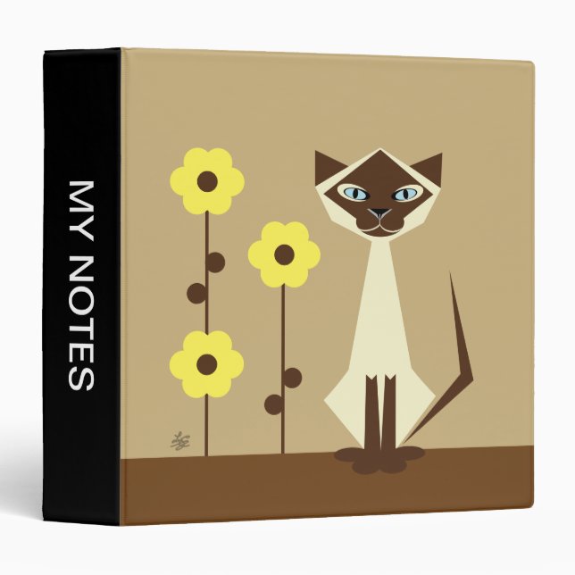 Classeur Amoureux des chats siamois (Devant/Côté)